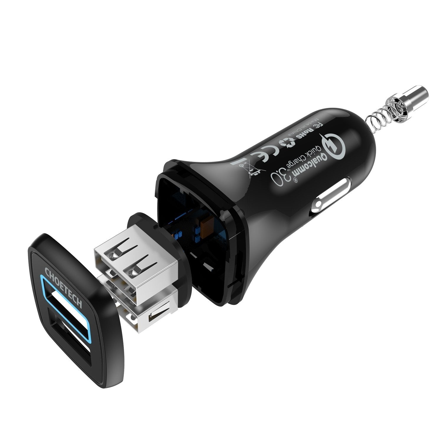 CHOETECH C0051 Quick Charge 3.0 Car Charger with dual USB ports for fast charging in vehicles.